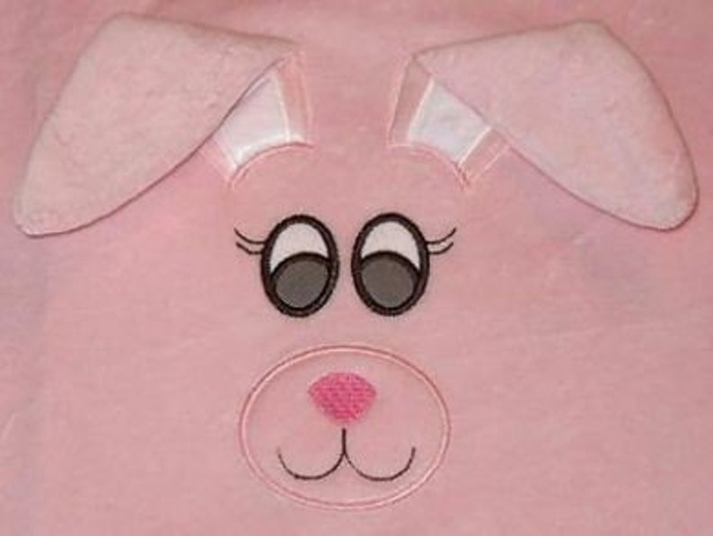 Bunny Face Applique with 3D Floppy Ears 4x4 5x7 Machine Etsy