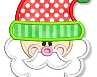 CUTE SANTA Applique 4x4 5x7 6x10 7x11 Machine Embroidery Design Christmas  INSTANT Download File