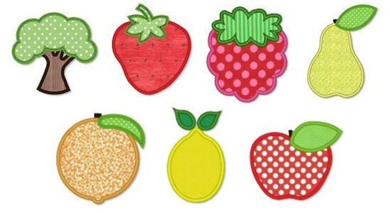 Simple FRUIT Applique SET 4x4 5x7 Machine Embroidery Design | Etsy