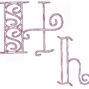 REDWORK Scrolls ALPHABET  4x4  Machine Embroidery Design  INSTANT Download