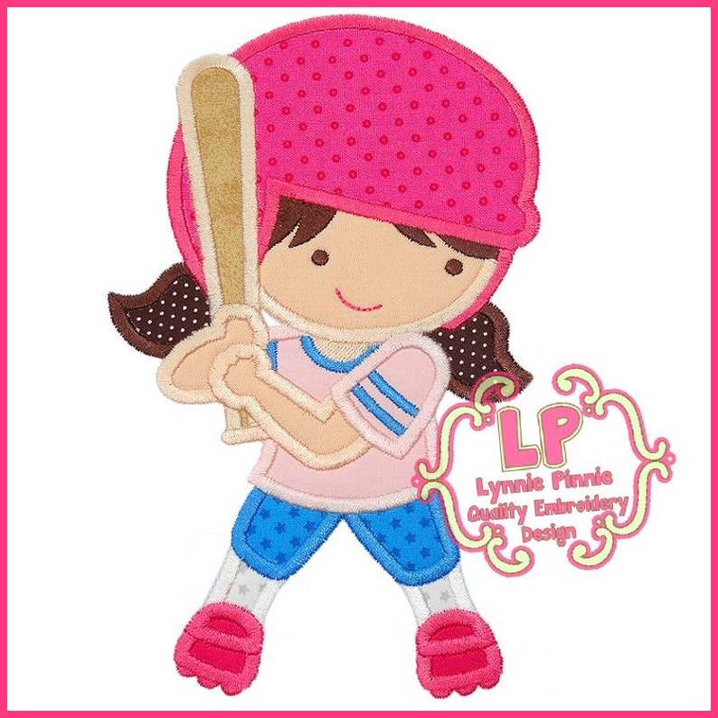 SOFTBALL Girl Applique 4x4 5x7 6x10 SVG Machine Embroidery design image 1