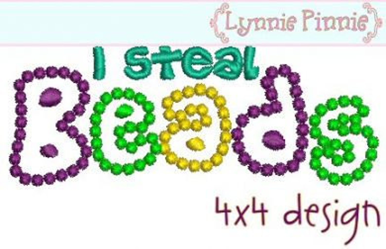Mardi Gras i STEAL Beads Applique 4x4 5x7 6x10 Etsy