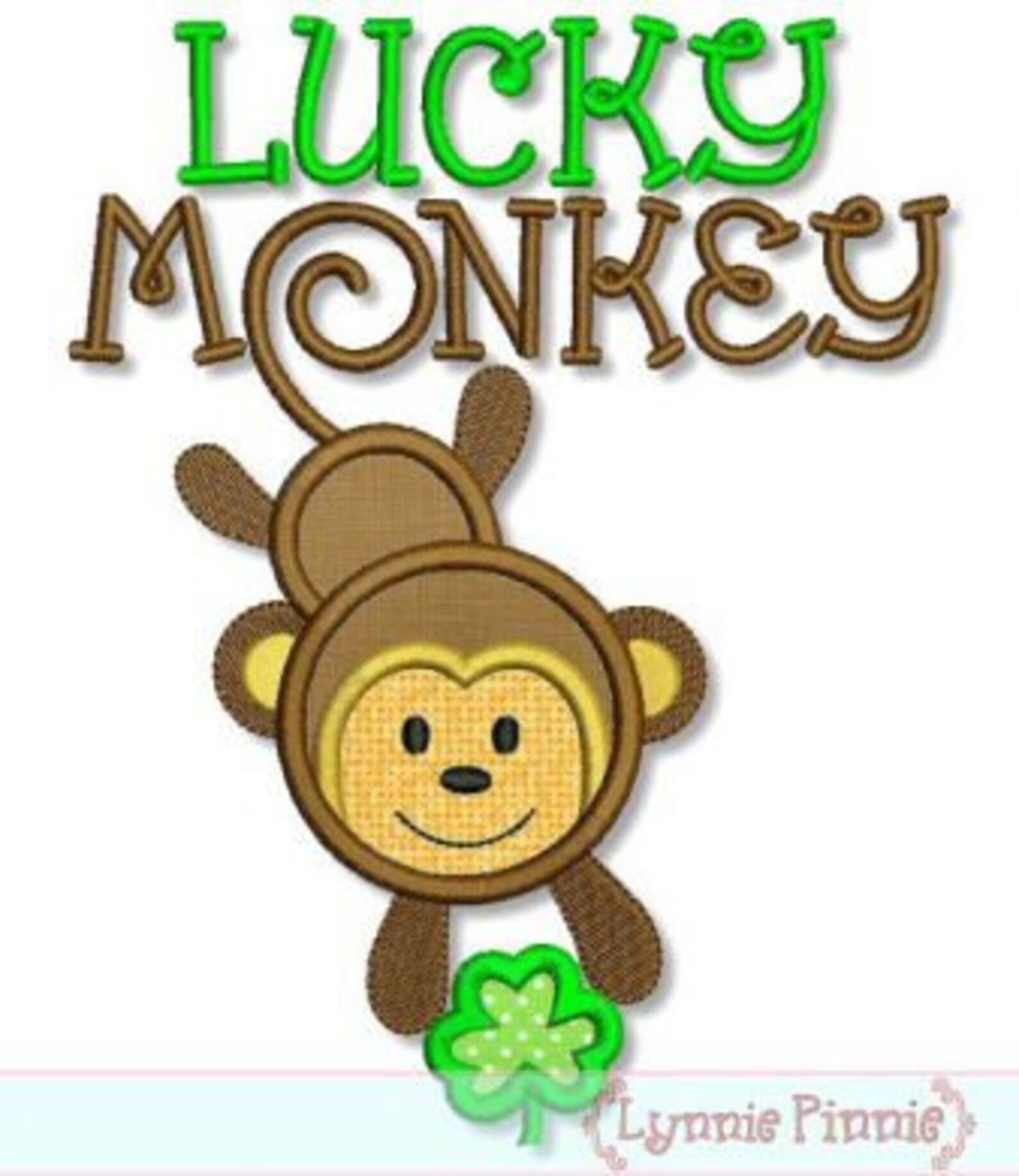 LUCKY MONKEY With Shamrock Applique 4x4 5x7 6x10 Machine Etsy