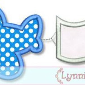Chunky  PLANE with blank BANNER Applique 4x4 5x7 6x10  Machine Embroidery Design airplane  lynnie pinnie personalize boy   INSTANT Download