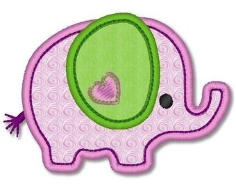 Applique ELEPHANT GIRL 4x4  5x7 6x10  machine Embroidery design baby  INSTANT Download