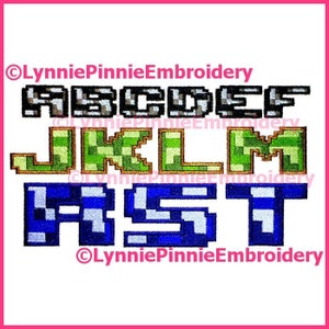 PIXEL BLOCK  Multicolor Embroidery Font  3 Sizes  Machine Embroidery Design File