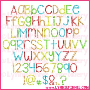 Quick Stitch Colored Pencil Sketch Triple Run DIGITAL Embroidery Machine Font File -- 5 sizes + BX