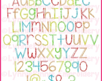 Quick Stitch Colored Pencil Sketch Triple Run DIGITAL Embroidery Machine Font File -- 5 sizes + BX