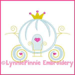 Pretty PRINCESS CARRIAGE Colorwork Sketch Embroidery Design 4x4 5x7 6x10 Machine Embroidery Design File INSTANT Download File image 2