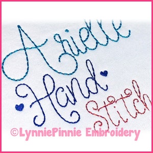 Arielle Script Hand Stitch Style Triple Bean Stitch Uppercase & Lowercase Font DIGITAL Embroidery Machine File 5 sizes Native BX Scalable image 2