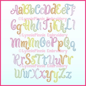Whimsy Doodle Sketch Fill Font Uppercase & Lowercase  Embroidery Machine File  3 sizes plus BX