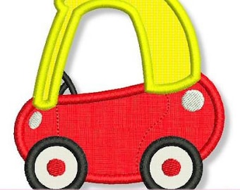 Little COUPE CAR Applique 4x4 5x7 6x10 7x11 Machine Embroidery Design boy girl INSTANT Download