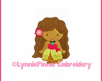 Polynesian Princess Mini Filled Machine Embroidery Design  INSTANT Download   File