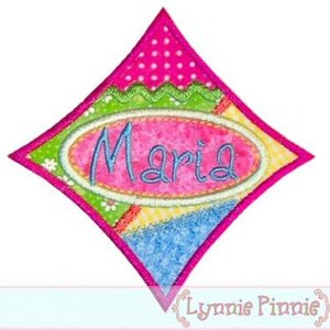 PATCHWORK Name FRAME Applique 4x4 5x7 6x10 Machine Embroidery Design scraps INSTANT Download File image 2