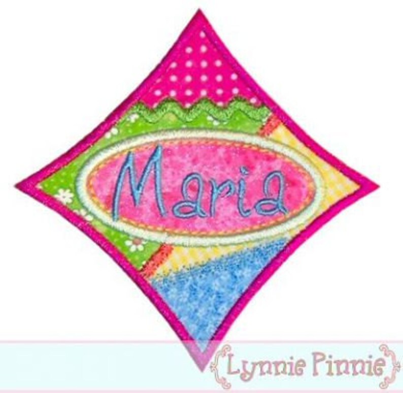 PATCHWORK Name FRAME Applique 4x4 5x7 6x10 Machine Embroidery Design scraps INSTANT Download File image 2