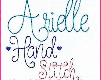 Arielle Script Handstich Stil Triple Bean Stitch Großbuchstaben & Kleinbuchstaben DIGITAL Stickdatei Maschinendatei 5 Größen + Native BX Scalable