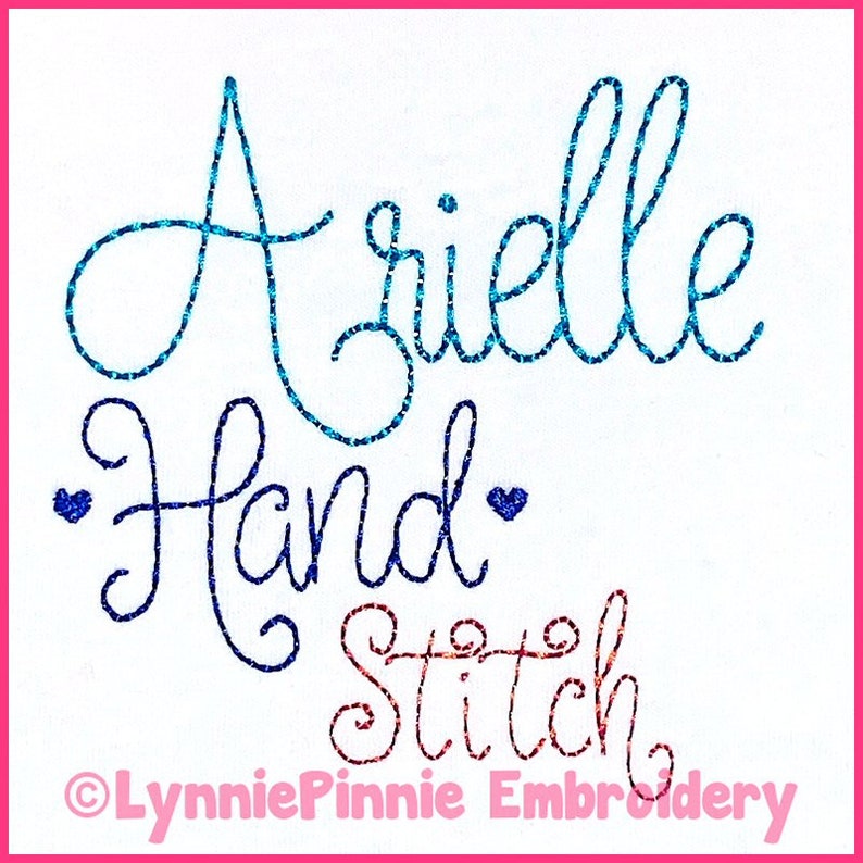 Arielle Script Hand Stitch Style Triple Bean Stitch Uppercase & Lowercase Font DIGITAL Embroidery Machine File 5 sizes Native BX Scalable image 1
