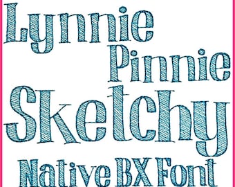Skizzenschrift Großbuchstaben & Kleinbuchstaben DIGITAL Stickdatei Maschinendatei 3 Größen + Native BX Stickschrift Skalierbar