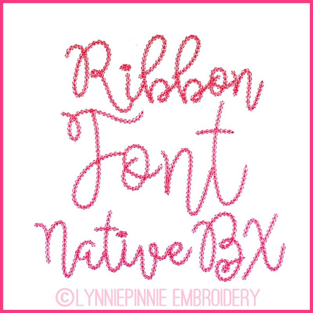 Ribbon Script Chain Stitch FONT Uppercase & Lowercase Font DIGITAL ...
