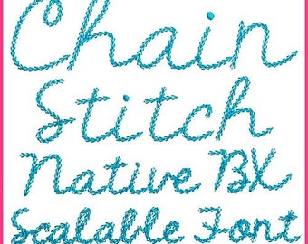 The Fighter Chain Stitch Font Großbuchstaben & Kleinbuchstaben DIGITAL Stickdatei Maschinendatei 5 Größen + Native BX Stickschrift Skalierbare