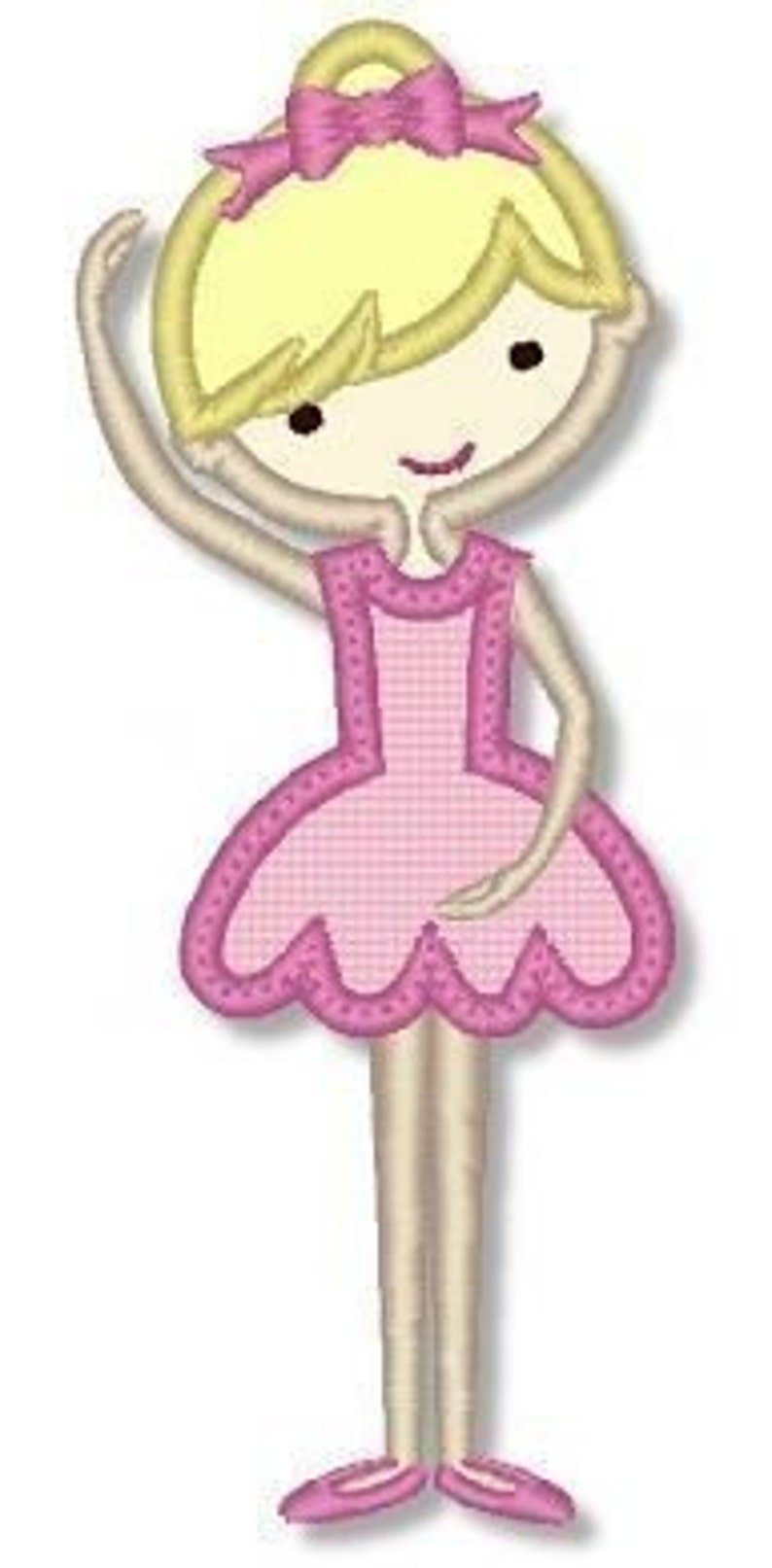 Little BALLERINA Applique 4x4 5x7 Machine Embroidery Design girl pink tutu DANCE ballet INSTANT Download File image 1