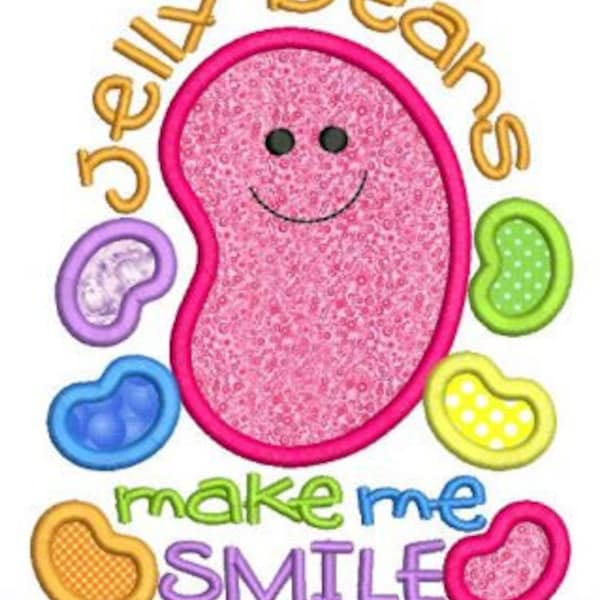 JELLY BEANS make me SMILE Applique 4x4 5x7 6x10 Machine Embroidery Design jellybeans easter File