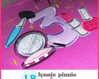 Makeup Satin Stitch Applique Number Set DIGITAL Embroidery Machine File -- 4 sizes + BX for Embrilliance
