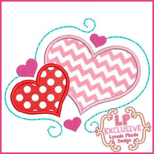 SWIRL HEARTS Applique 4x4 5x7 6x10 7x11 SVG Máquina Bordado Archivo de Diseño