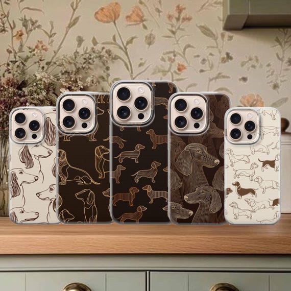 Dachshund Cute Dog Phone Case: Minimalist Design, iPhone Samsung