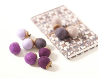 Felted Acorns - Set of 10 in Lavender Field