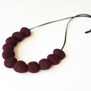 Felted Bead Necklace Cabernet image 1