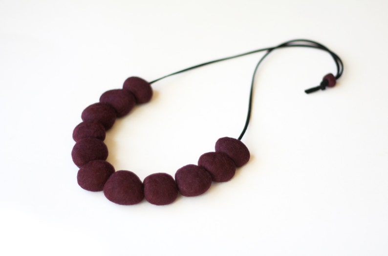 Felted Bead Necklace Cabernet image 1