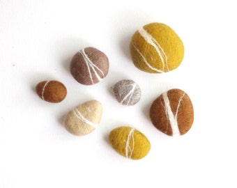 Hand felted Pebbles - Golden Harvest