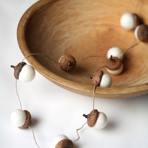 Felted Acorn Garland  - ten handfelted acorns on hemp string