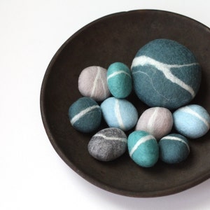 Felted Pebble Gift Set in Blue tones image 1