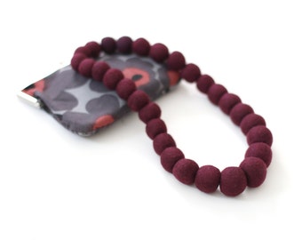 Adele Felted Bead Necklace in Wine