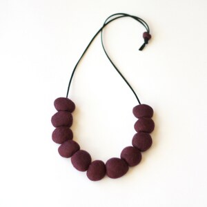 Felted Bead Necklace Cabernet image 2