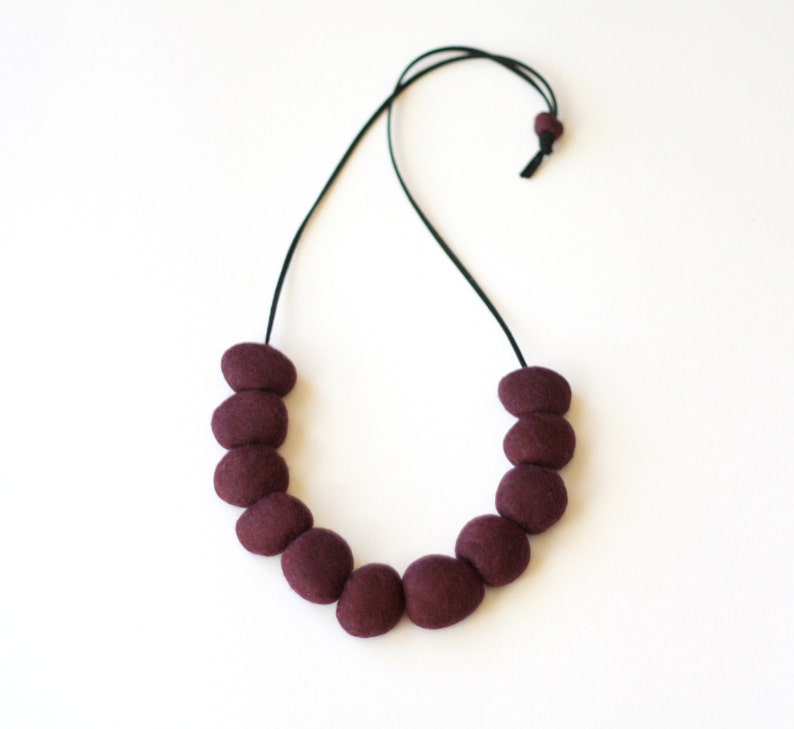 Felted Bead Necklace Cabernet image 2