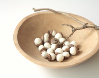 Small felted acorns - set of 20