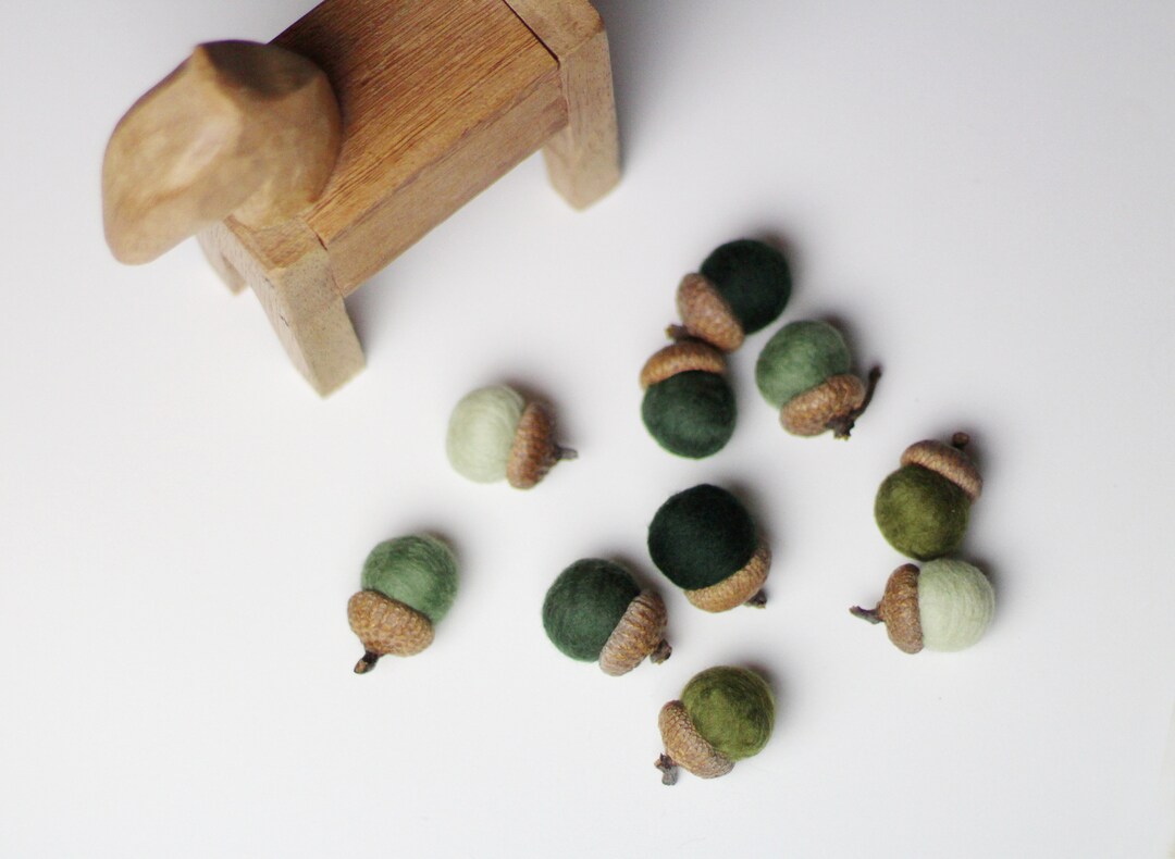 Felted Acorns - Set of 10 in Greens - Etsy