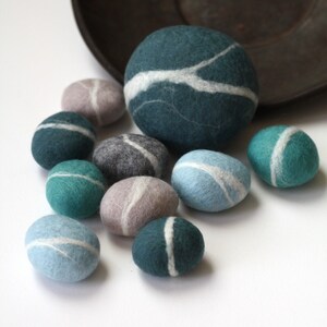 Felted Pebble Gift Set in Blue tones image 2