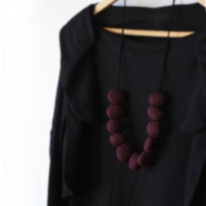 Felted Bead Necklace Cabernet image 3