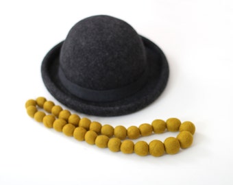 Adele Felted Bead Necklace in Mustard