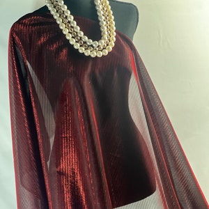 Red Shimmer Scarf: Glitter Thread Metallic Sheen - 27&quot; x 74&quot;