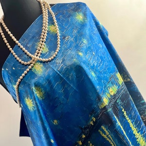 Van Gogh Starry Night Scarf: Double-Sided Silky Art Print