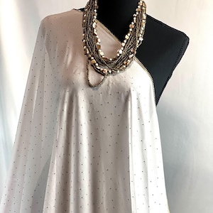 White Bling Rhinestone Decor Scarf – Elegant Sparkling Shawl for Special Occasions