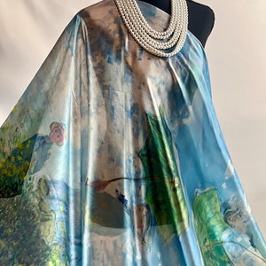 Art Nouveau Silky Satin Scarf: Woman With Parasol Print