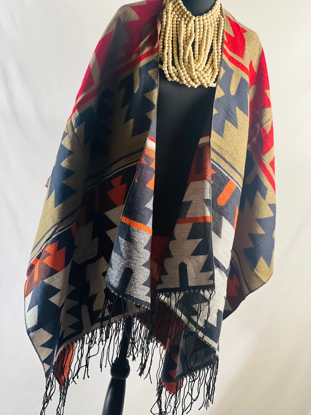 Aztec Multi-color Ruana Wrap – Vibrant Patterns With a Touch of ...