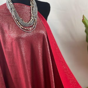 Red Shimmer Scarf: Glitter Thread Metallic Sheen - 27&quot; x 74&quot;