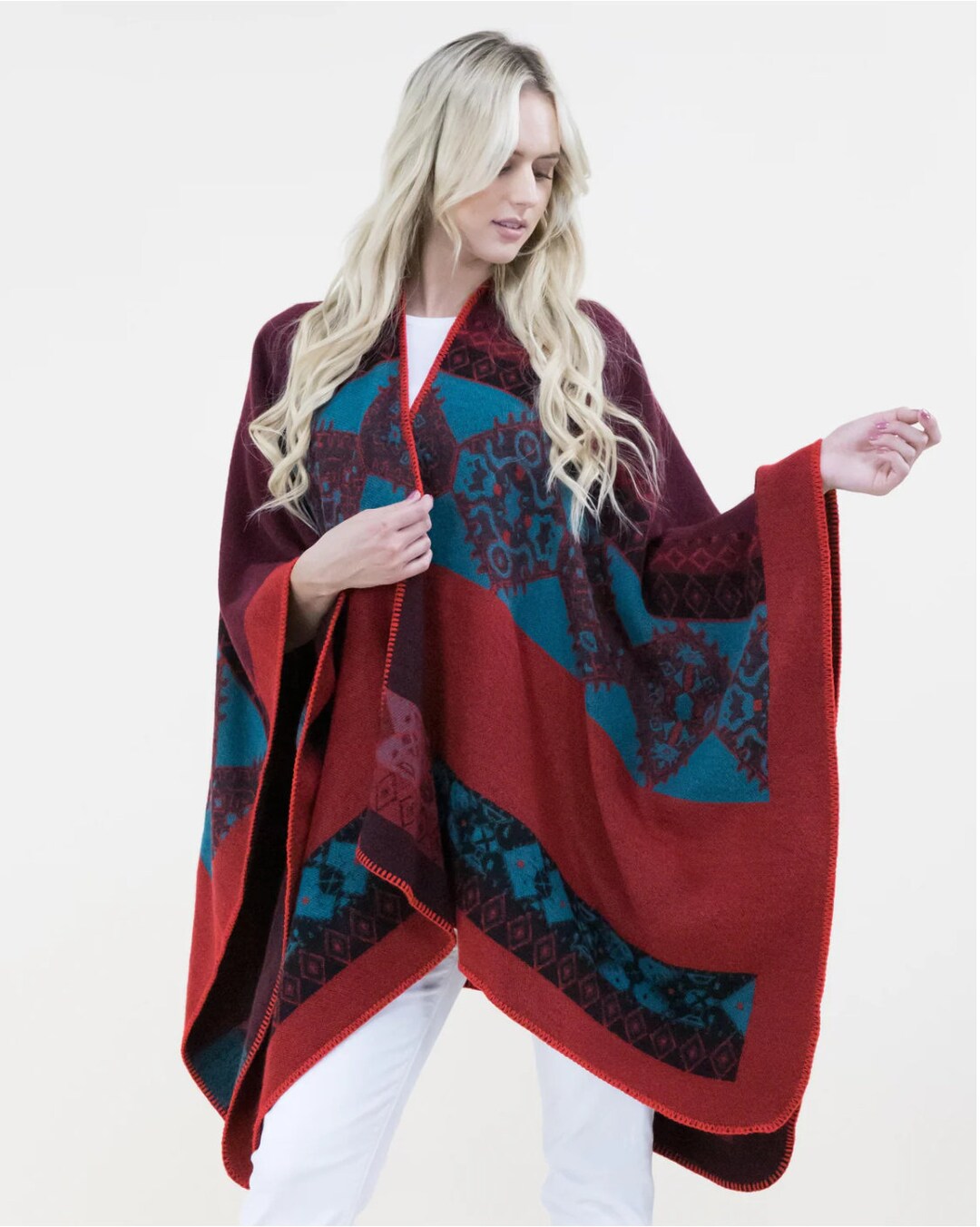 Southwestern Multi-color Ruana Wrap – Bold, Cultural Beauty With Cozy ...
